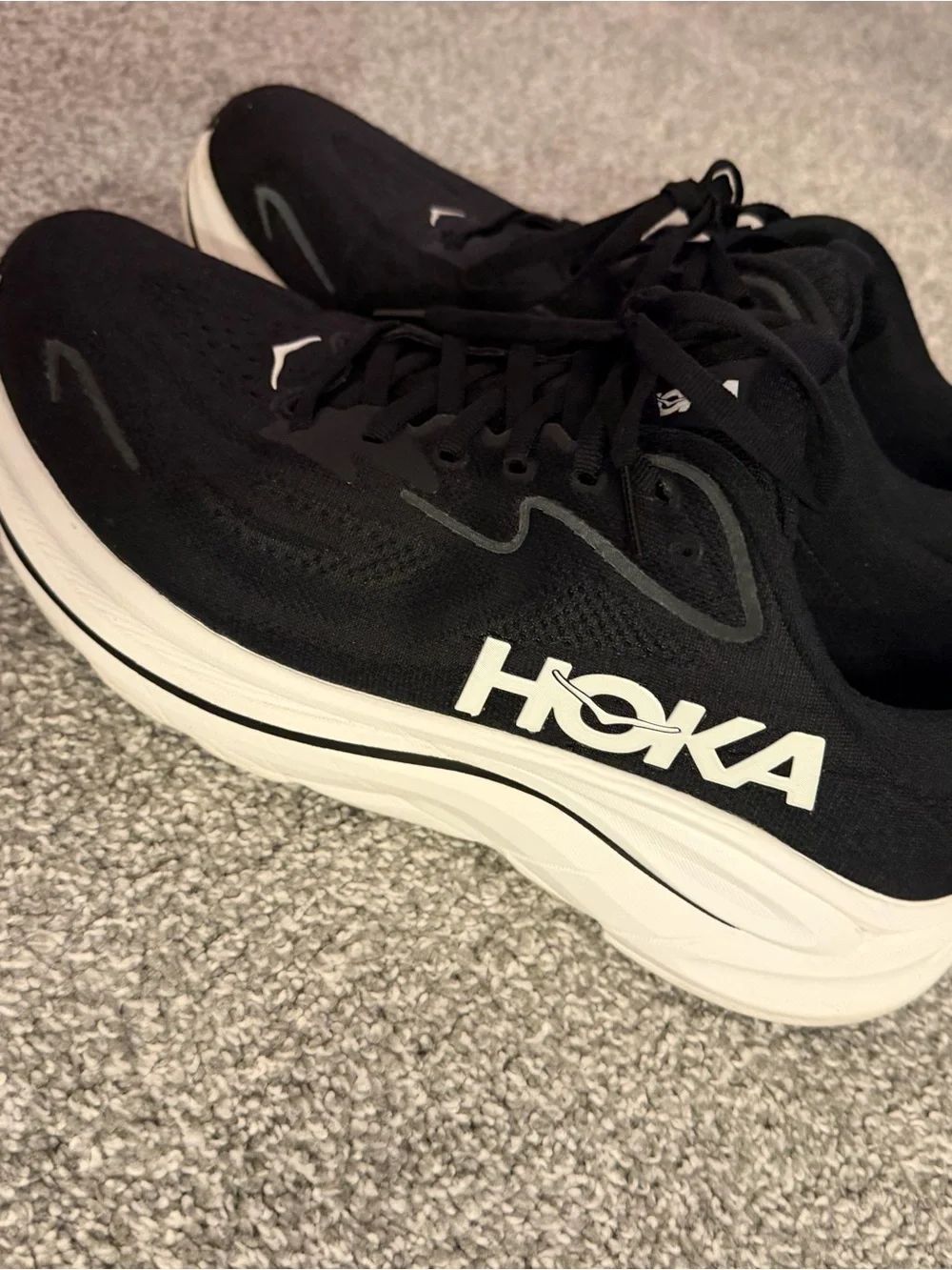 Hoka Black and White Road Running Shoes Mens 10.5